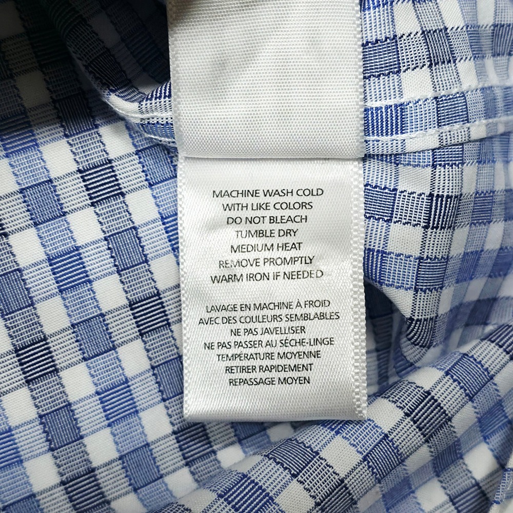 UNTUCKit Button‎ Down Men's Shirt Large Blue White Slim Fit Wrinkle Free Check - Picture 11 of 12